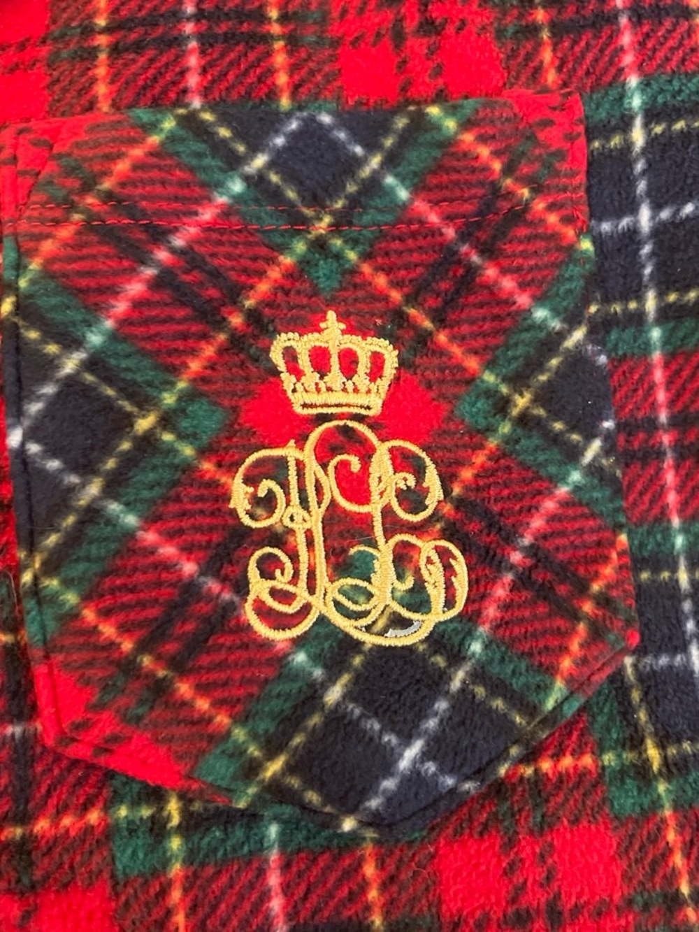 Ralph Lauren Red & Green Plaid fleece Pajama Set - Picture 3 of 3